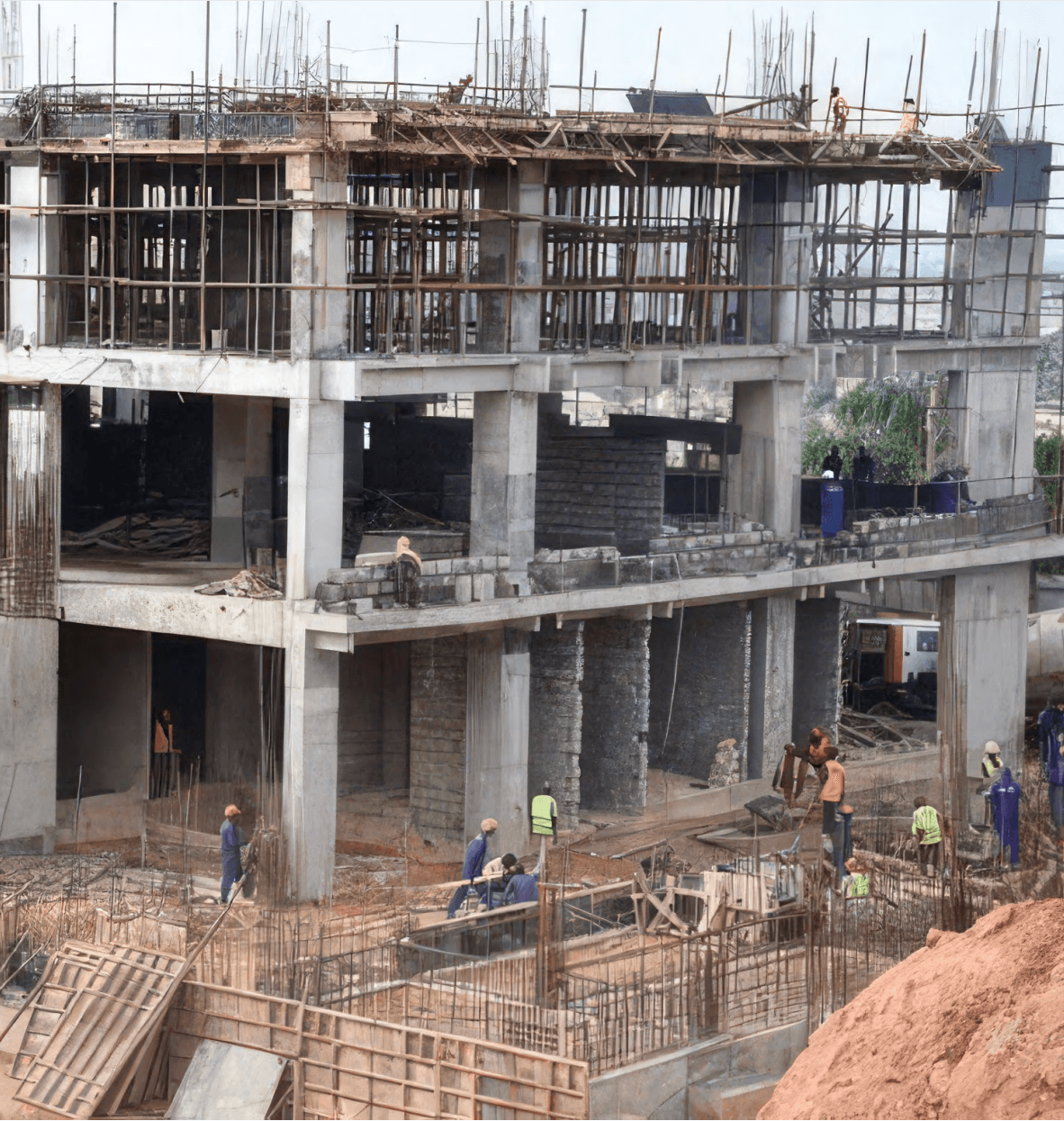 A multi-storey concrete building under construction