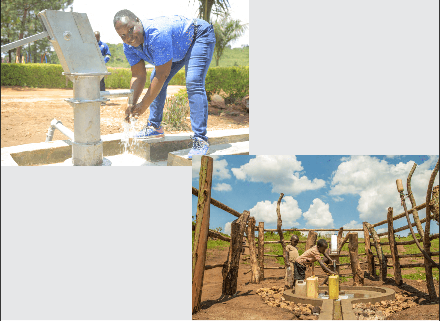 Community water access through a hand pump and well construction